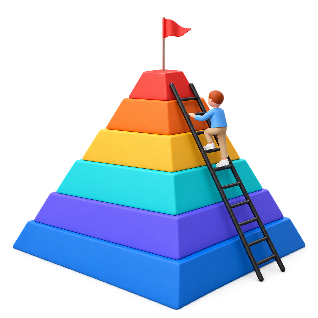 Uspon ka rastu online prodaje — ilustracija piramide sa merdevinama